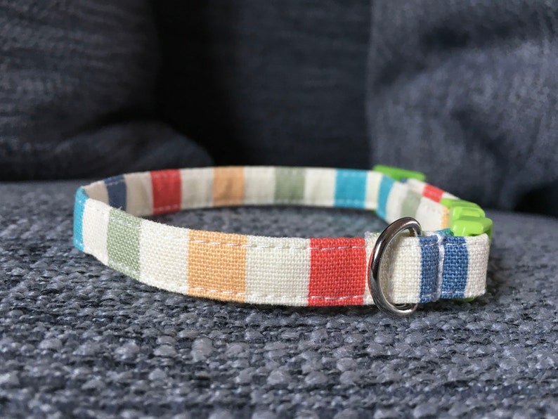 Colorful Striped Cat Collar Breakaway Cat Collar Cute Cat Etsy
