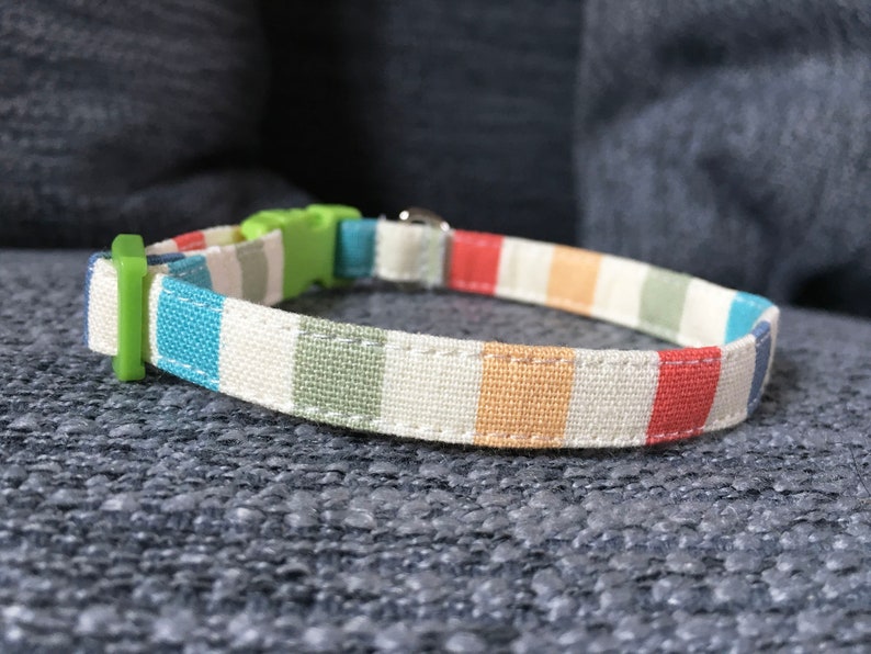 Colorful Striped Cat Collar Breakaway Cat Collar Cute Cat Etsy
