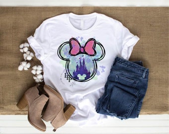 Minnie Magical Castle Watercolor PNG for Sublimation Tumbler T-Shirt Girl Vacation Design Clip Art