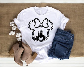 Mickey and Minnie Castle Sketch: His and Hers Vacation Design (PNG SVG Digital File)