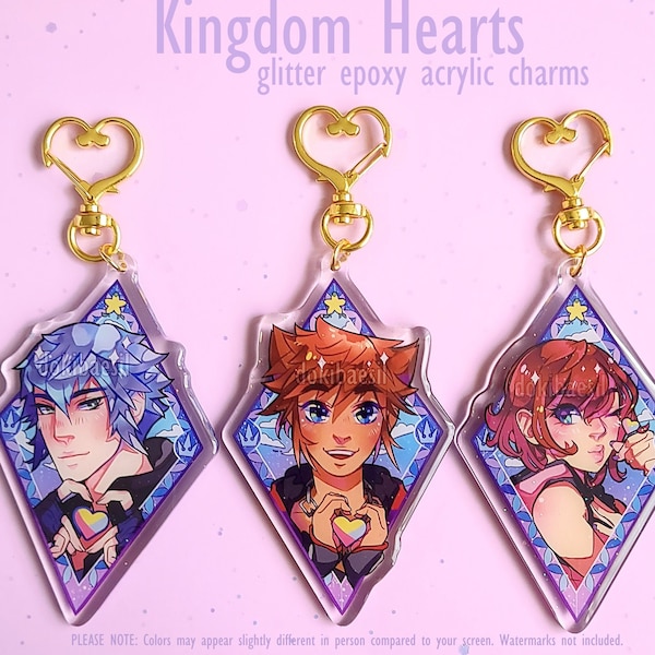 Kingdom Hearts - glitter epoxy acrylic charms! [Left Over Stock]