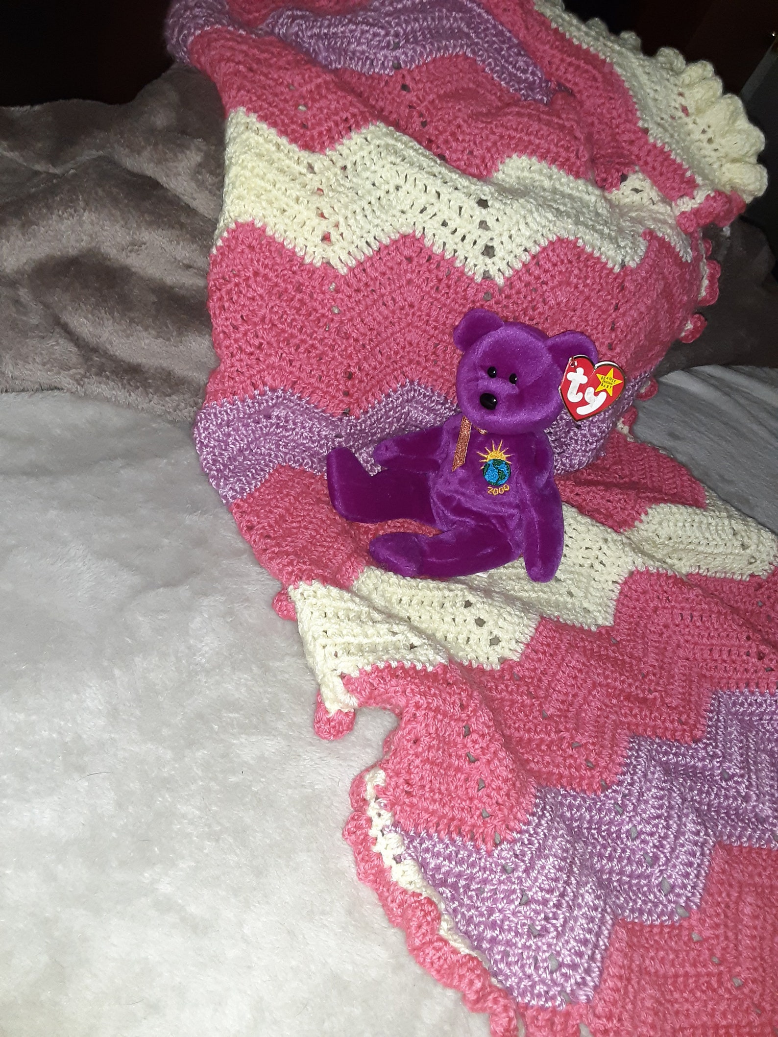 Crocheted blanket with ty beanie baby Etsy