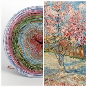 Bobbel inspired by Van Gogh flowering peach trees 4 ply 2.40/each 100 m