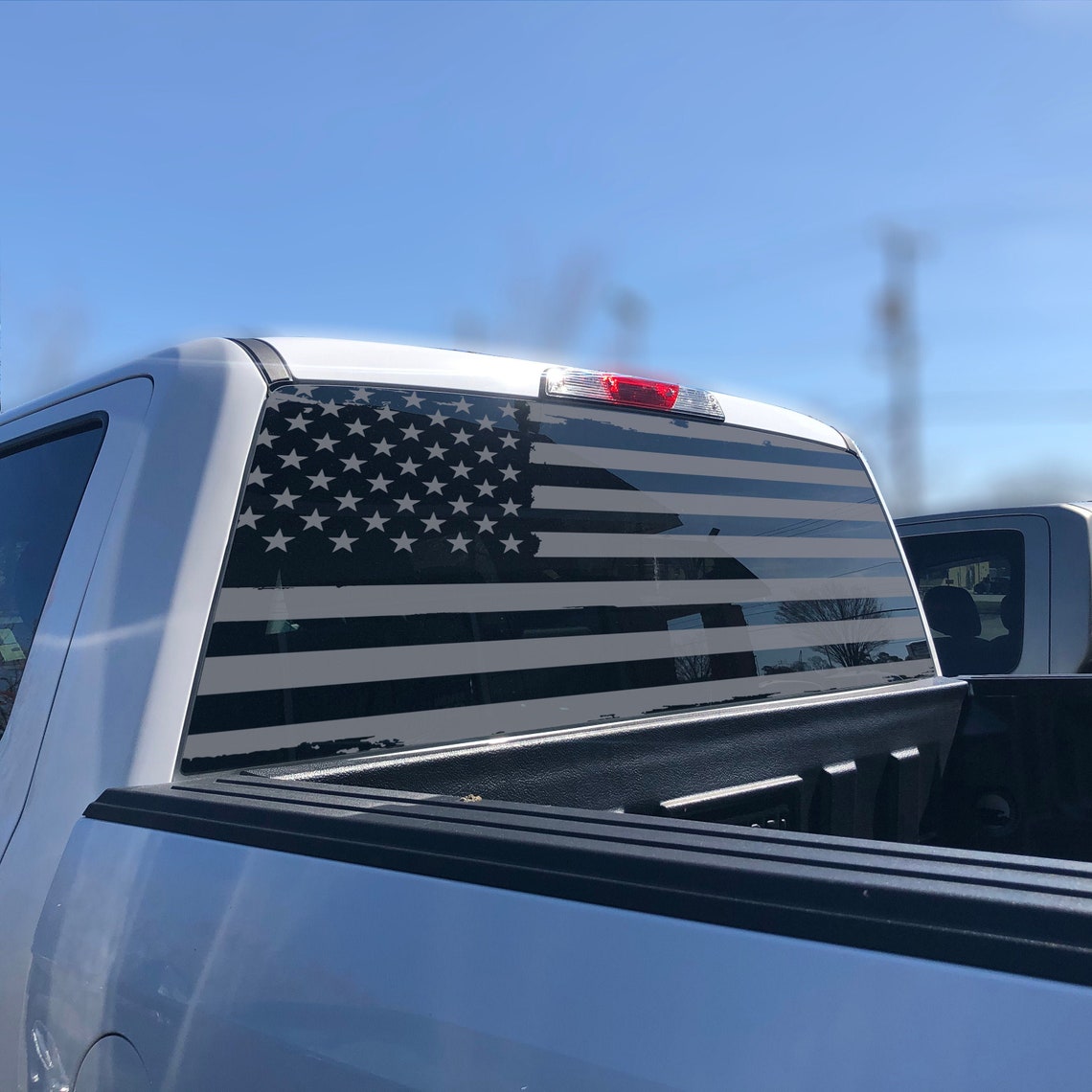 American Flag Decal Rear Window Fits Silverado Banners Vinyl Etsy