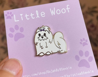 Little Woof ~ Maltese Gold Hard Enamel Pin (Badge)