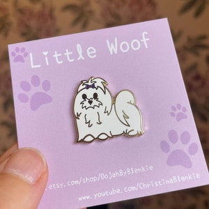 Little Woof ~ Maltese Gold Hard Enamel Pin (Badge)