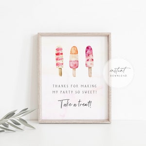 Popsicle Party Sign, Popsicle Favor Table Sign, Take a Treat Sign, Printable Party Favor Sign, Instant Download, Popsicle Party Decor