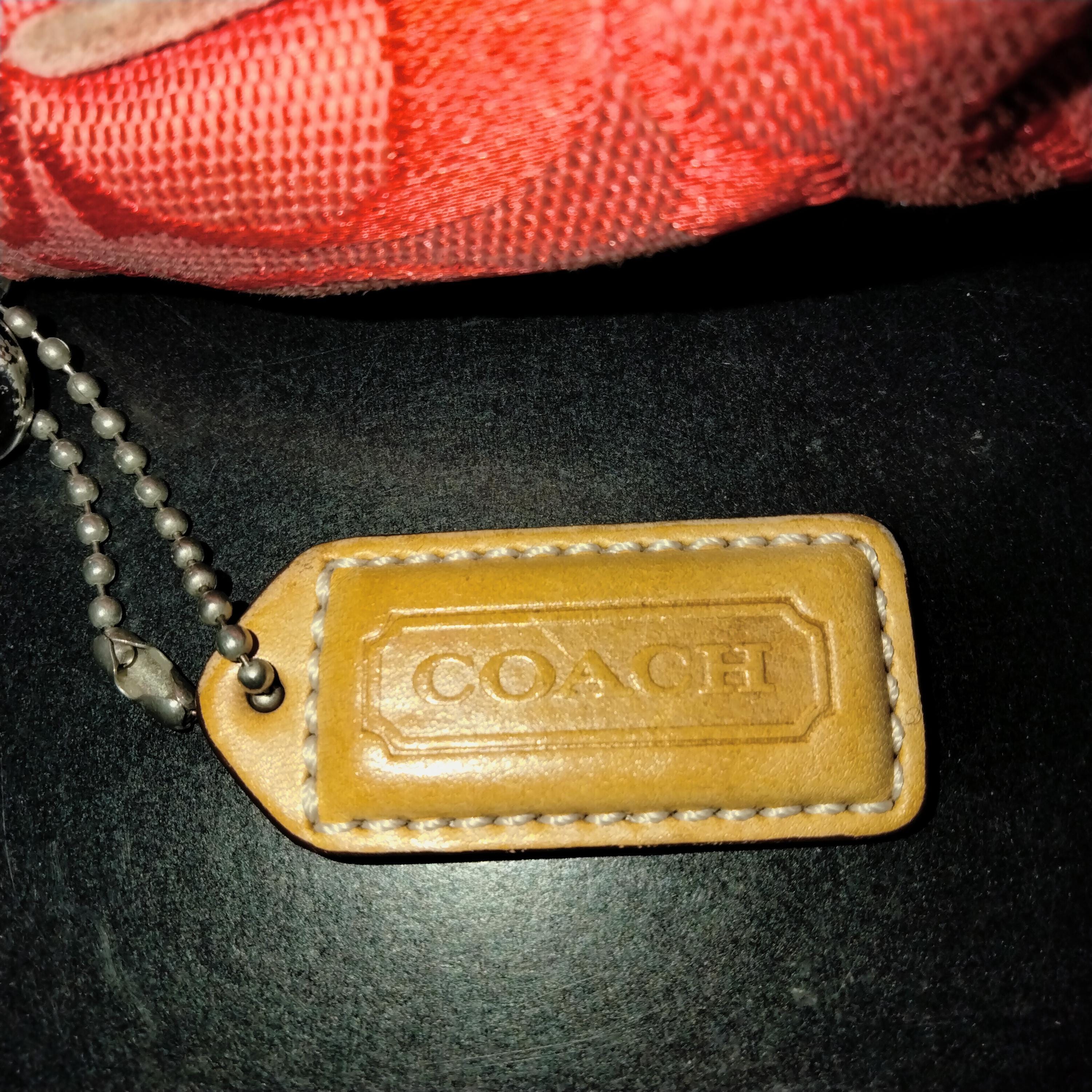 Coach Demi Mini Pouch, Signature Logo Canvas Fabric, Red Leather 