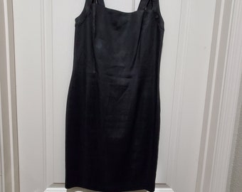 Andrea Jovine Vintage Fitted Black Linen Sleeveless Sheath - NEW