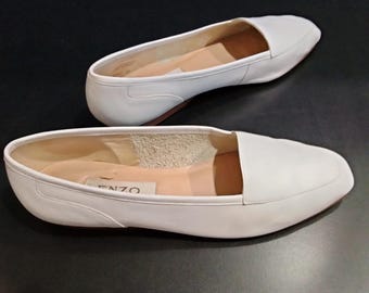 Enzo Angiolini Liberty Loafer, White Leather, Size 9.5