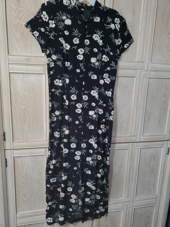 chinese dress ladies Flower Print Slit Maxi Dress – Micas