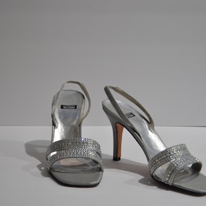 Stuart Weitzman Vintage Rockstar Silver Rhinestone Slingback, Made in Spain, Size 9 Medium