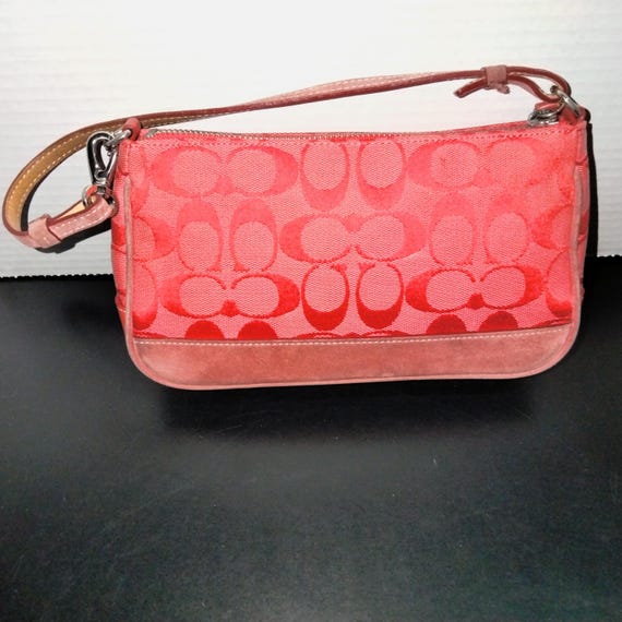 Coach Demi Mini Pouch, Signature Logo Canvas Fabric, Red Leather