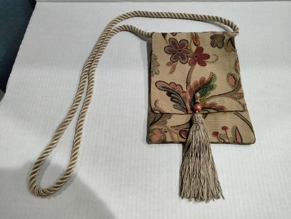 Alice’s Tapestries Boho Floral Crossbody Bag, Handcrafted, New