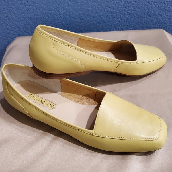 Enzio Angiolini Liberty Slip-On Leather Loafer, Yellow