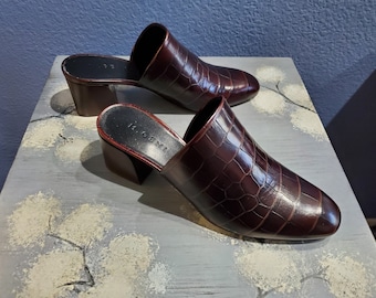 M. Gemi Corsa Mule, Walnut, Size 9 Medium, Made in Italy - New