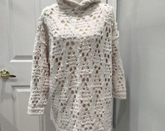 525 America Open Crocheted Hooded Sweater, Vintage, NWOT