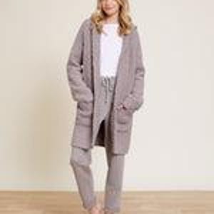 Barefoot Dreams Cozy Chic Hooded Long Coatigan, Heather Gray, Size Medium, NWOT imagem 13