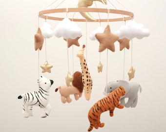 Mobile bebe Baby boy mobile Jungle crib mobile Baby mobile felt Nursery mobile