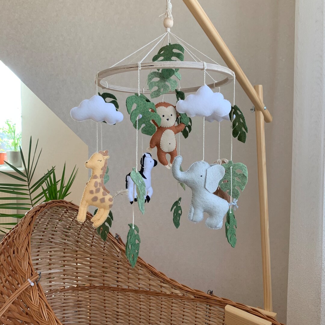 Jungle Mobile for Nursery, Safari Baby Mobile, Baby Mobile Neutral, 16