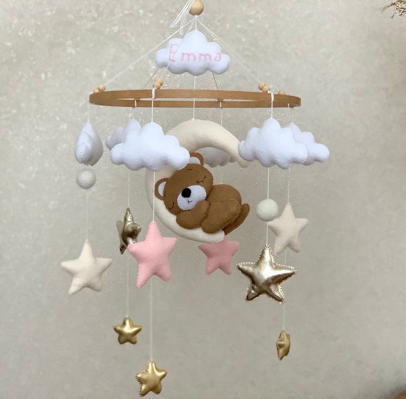 Bear Baby Mobile Bear Mobile Nursery Crib Mobile Girl Baby Etsy