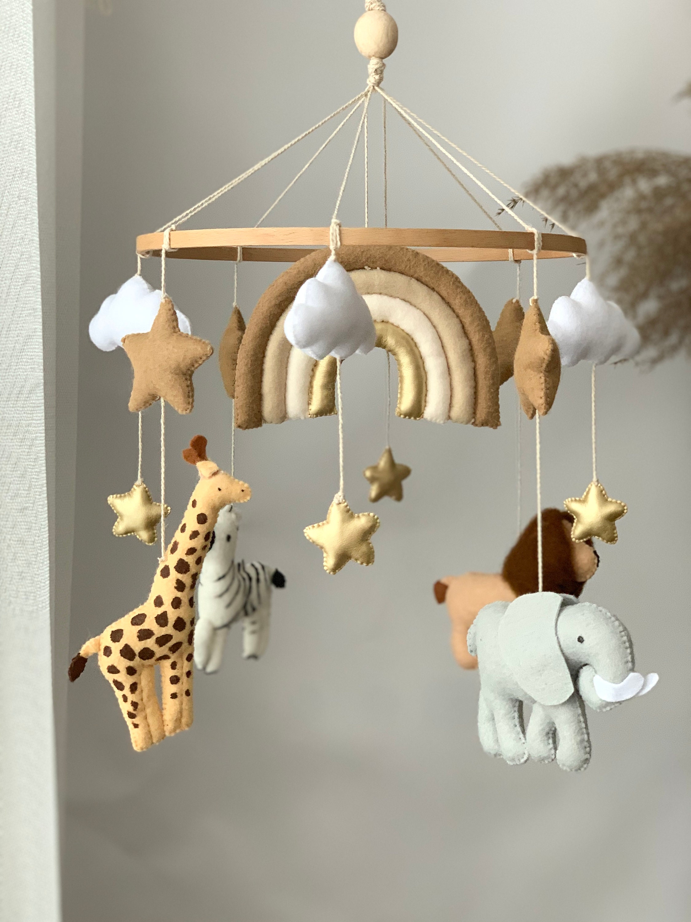 Safari Mobile Nursery Animal Mobile Crib Mobile Rainbow Etsy