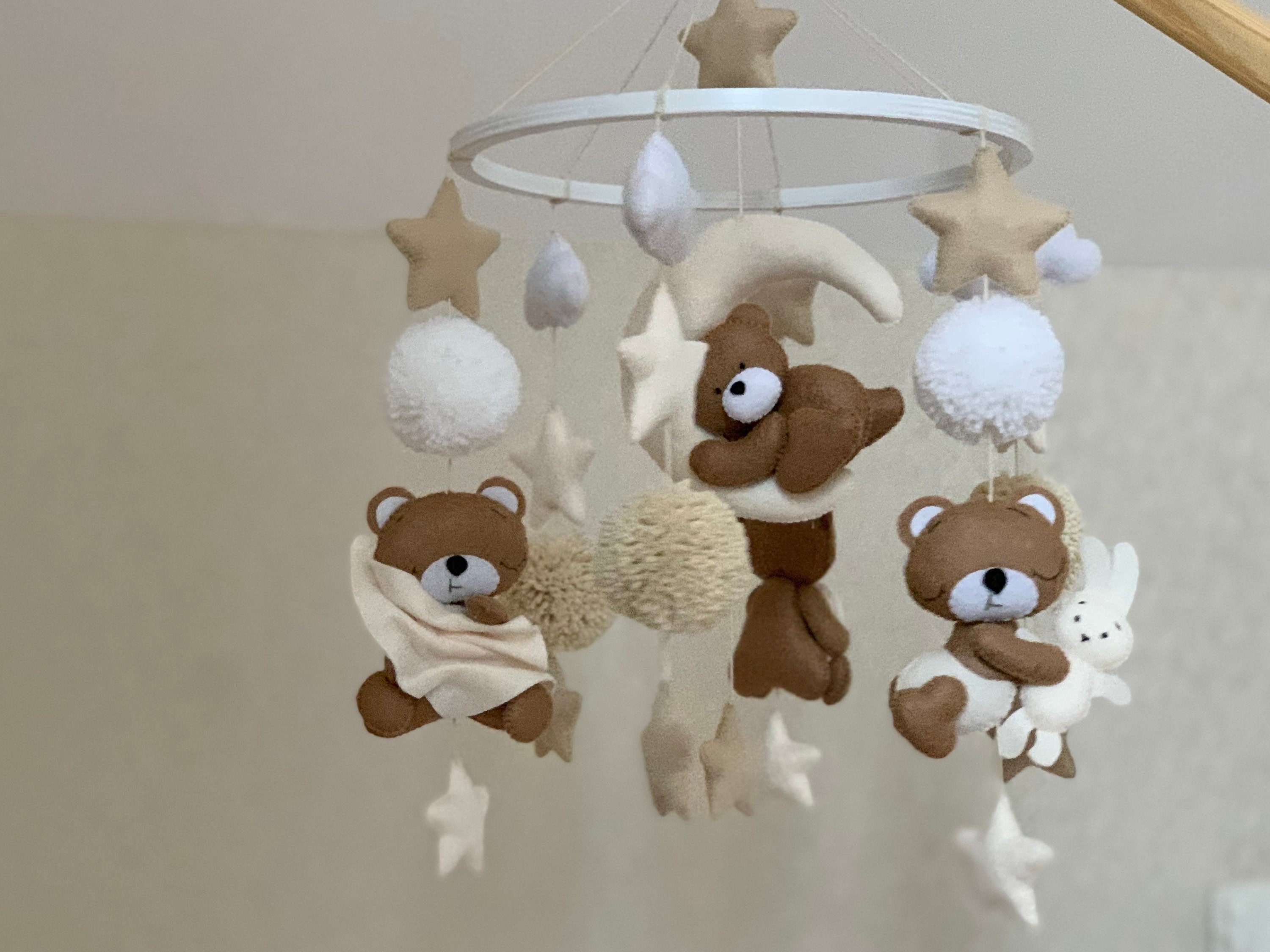 Bear Baby Mobile, Neutral Baby Mobile, Bear Mobile for Nursery, Crib ...