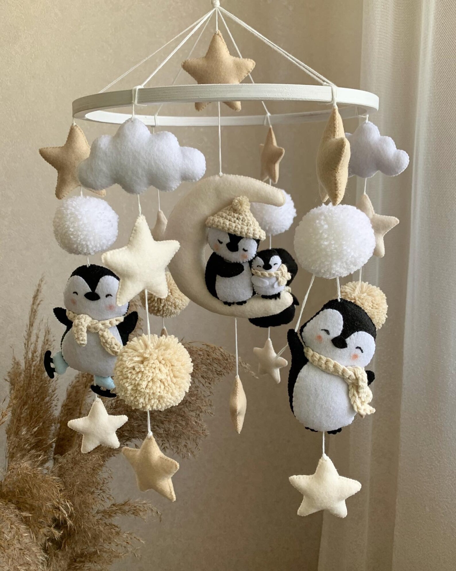 Baby Mobile Penguins Crib Mobile Penguin Gift Baby Girl Etsy