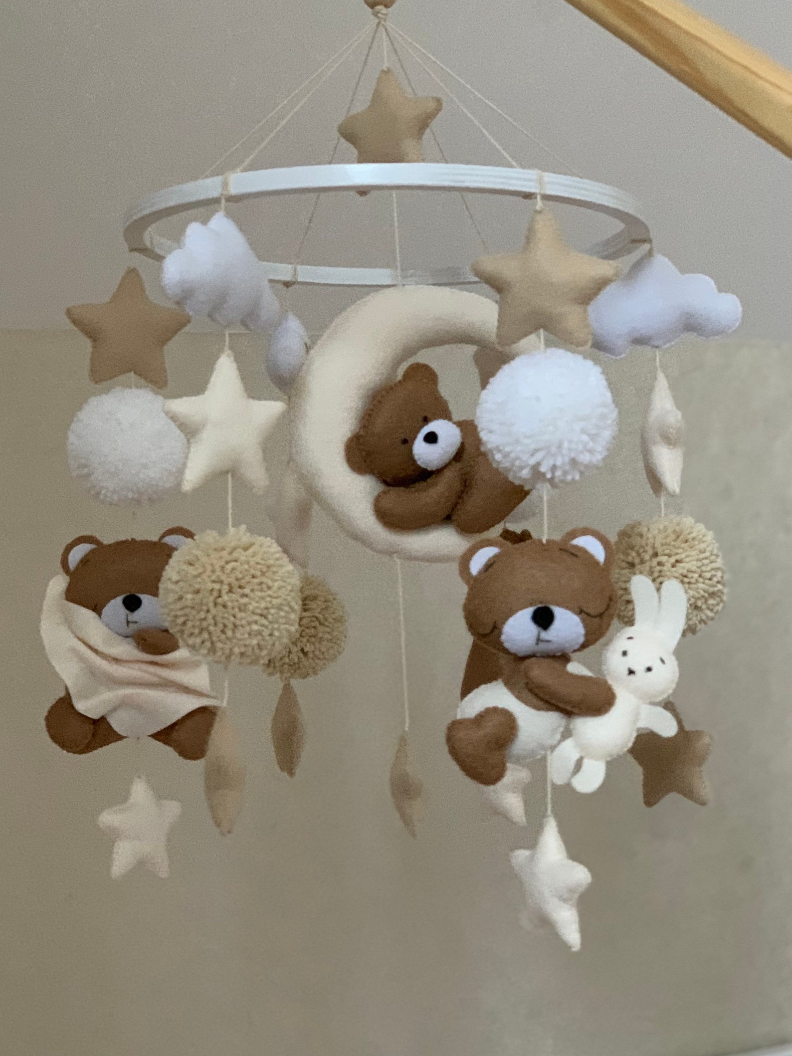 Bear Baby Mobile, Neutral Baby Mobile, Bear Mobile for Nursery, Crib ...