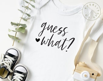 Guess What Baby Announcement Onesie®, Pregnancy Reveal to Grandparents, Pregnancy Reveal to Husband and Family, Cute Baby Announcement Ideas