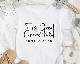 First Great Grandchild Coming Soon Onesie®, Pregnancy Reveal to Great Grandparents, Pregnancy Announcement Onesie®, Pregnancy Reveal Ideas