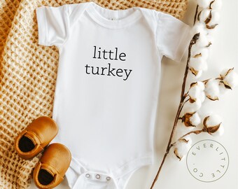Little Turkey Onesie®, Fall Baby Thanksgiving Outfit Ideas, Autumn Pregnancy Announcement Grandparents, Cute Pregnancy Reveal to Husband