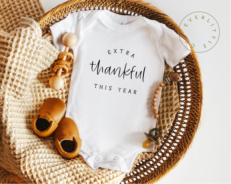 Extra Thankful This Year Onesie, Fall Pregnancy Announcement Onesie, Baby Announcement Onesie for Thanksgiving and Christmas 