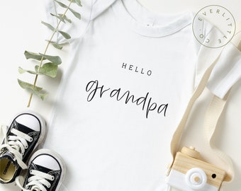 Hello Grandpa Onesie®, Pregnancy Announcement Grandparents, Pregnancy Reveal to Grandfather, Baby Announcement to Dad and Father In Law Idea