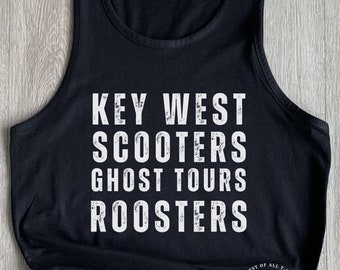 Key West Mens Muscle Tank, Guys Beach Tank Top, Scooter Riding Tank Top, Key West Ghost Tours, Key West Roosters, Mens Summer Tank Top,