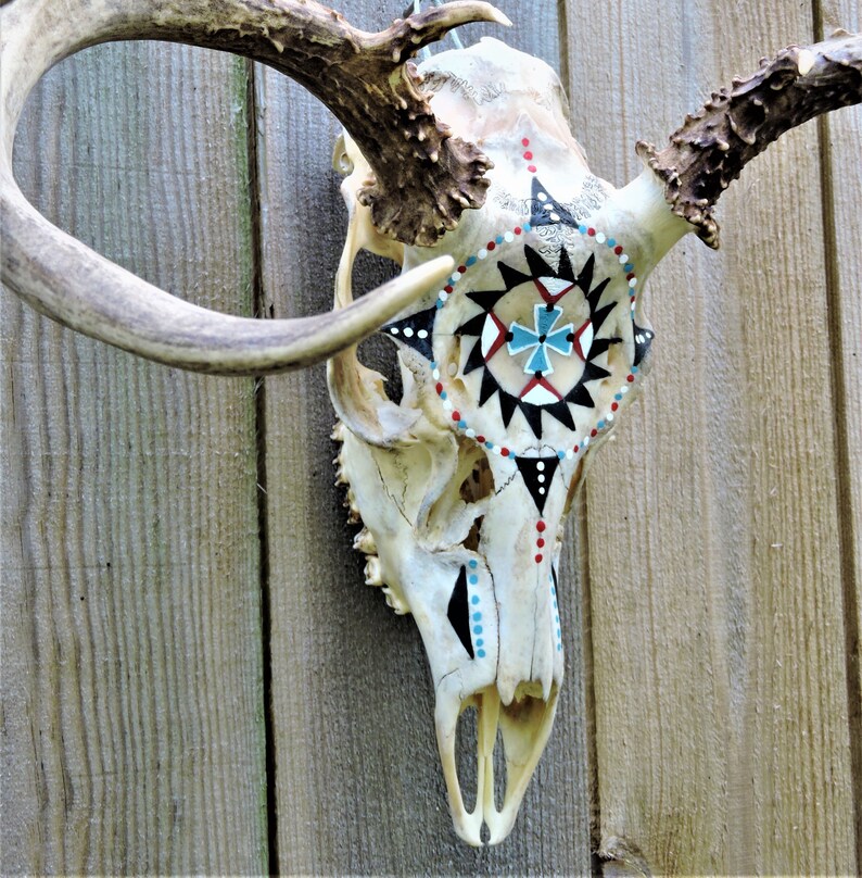 Authentic Hand Painted Mule Deer Skull With Antlers - Etsy
