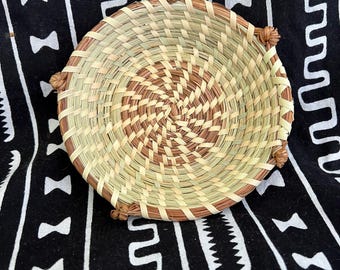 Lil Gullah Catch All Sweetgrass Basket with love knots hand sewn
