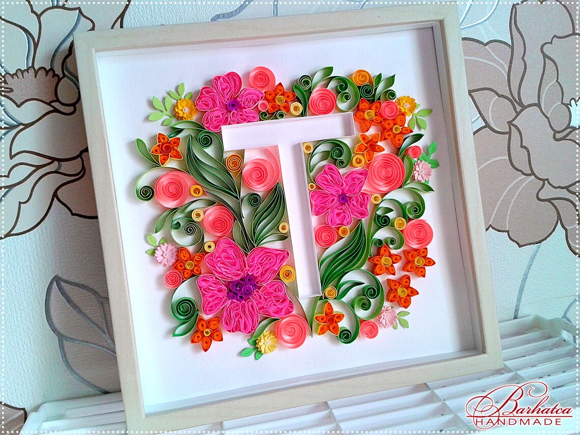 Quilling Letter Name Monogram T Letter T Luxury Gift Etsy