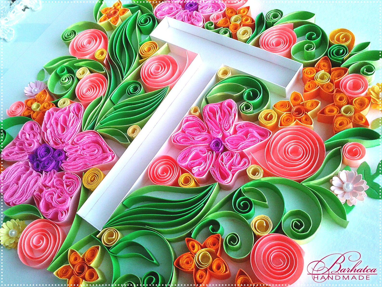 Quilling Letter Name Monogram T Letter T Luxury Gift Etsy