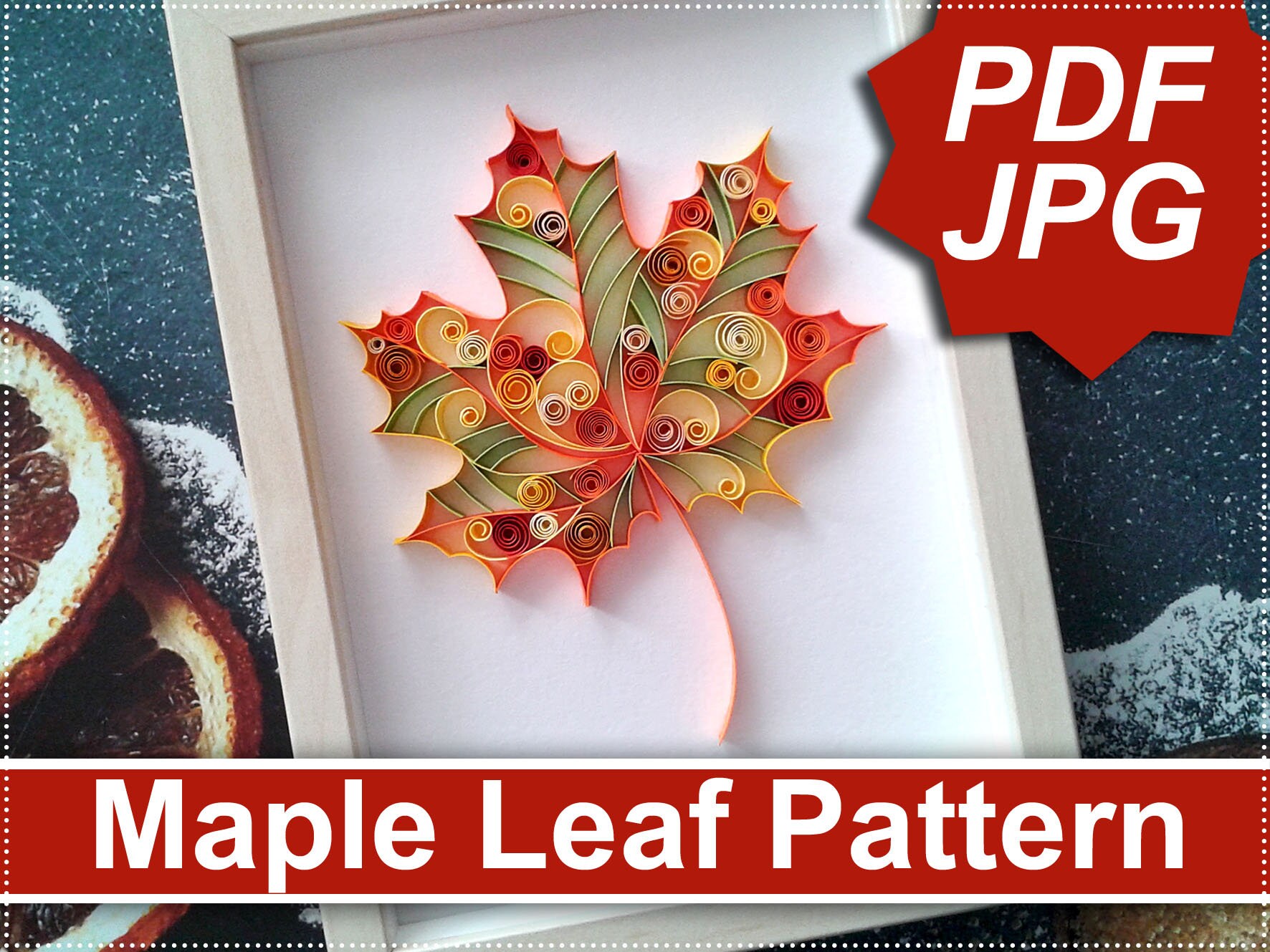 Quilling Pattern Autumn Maple Leaf Template Autumn Maple Etsy