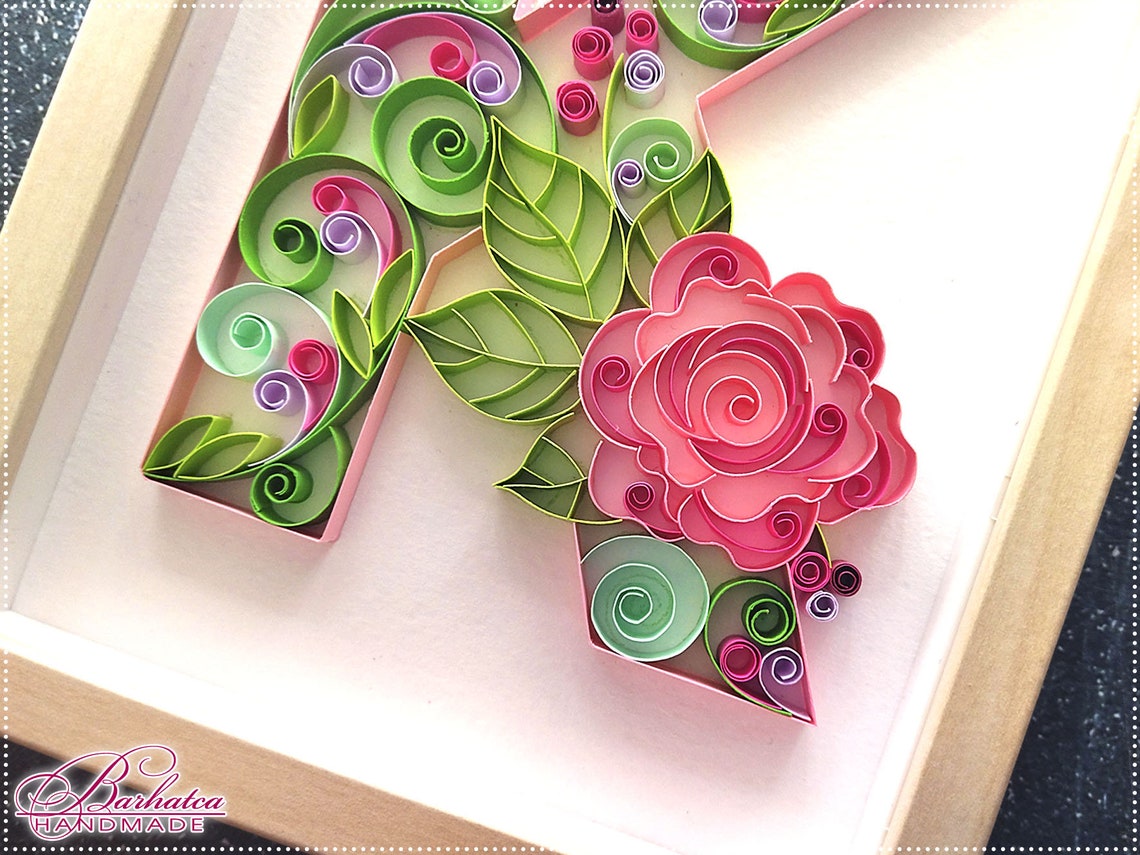 Monogram K Letter K Personalized Quilling Letter Quilling Etsy