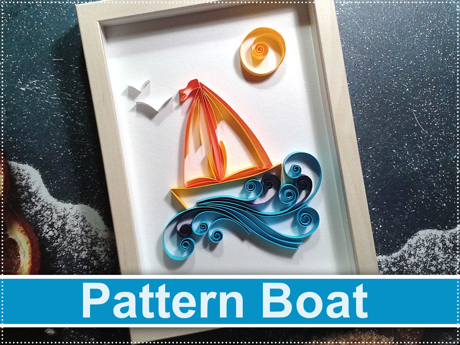 Quilling Pattern a Boat on the Waves Quilling Art Ship on the Etsy