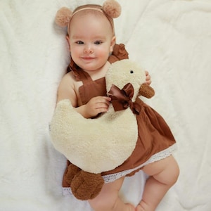Duck Plushie Baby Lovey, Soft Goose Comforter, Duck Shaped Cushion, Infant Plush Toy, Nursery Duck Decor, Stuffed Animal for Babies