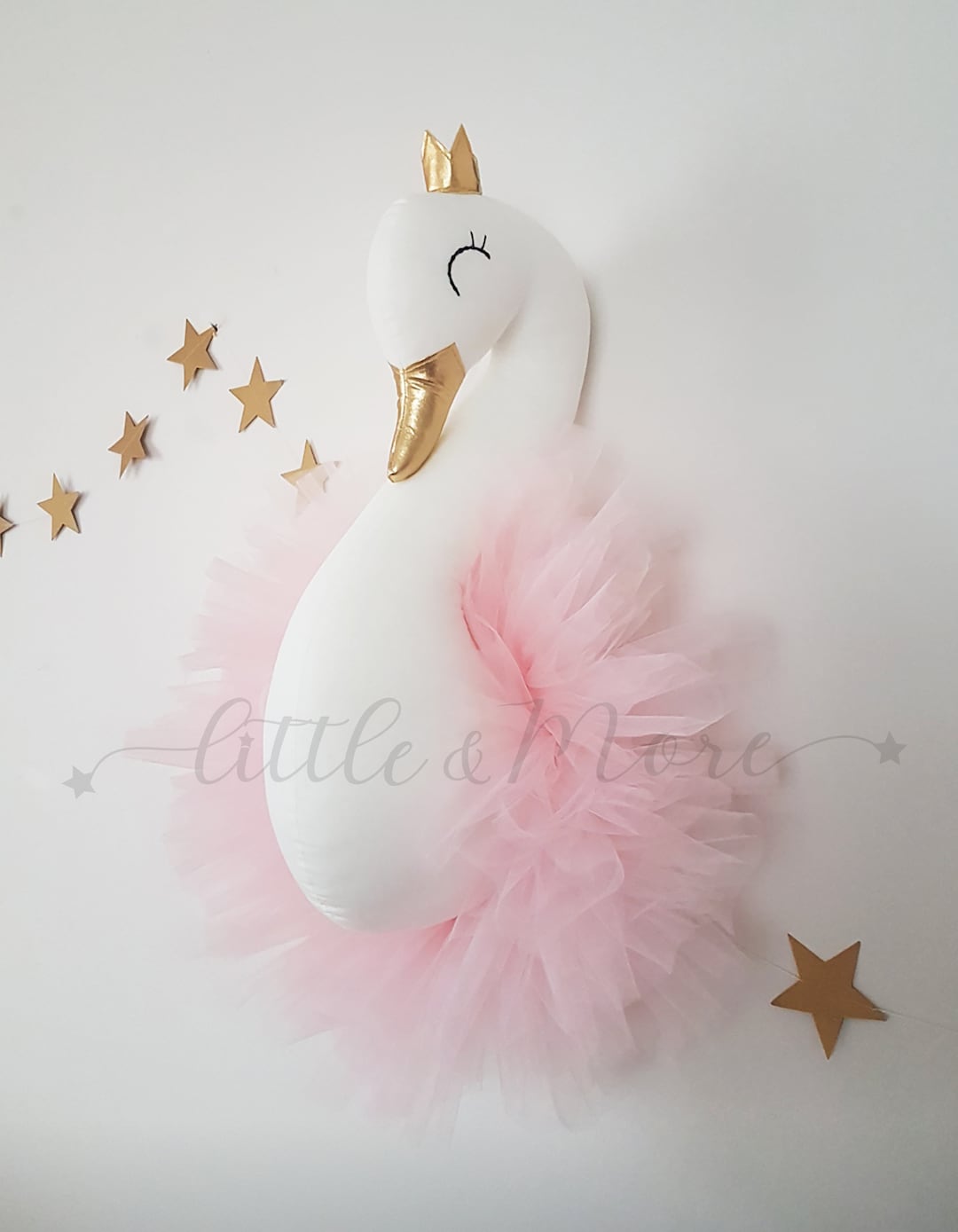 Swan Head Wall Decor for Princess Nursery, Kids Room, or Playroom Plush