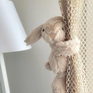 Hugging Rabbit Plush Toy Slap Around Wristband Clap Bracelet Attachable to Hand, Stroller, Curtain, Crib, Baby Carrier, Hanger, Ladder