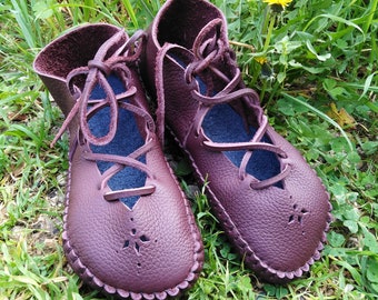 Grounding Summer mocs for woman// Buffalo Leather Open Moccasins // Earthing mocs // Colours of your choice