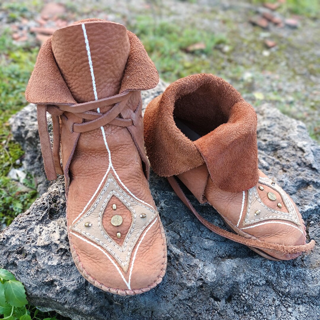 Handmade Leather Wrap Boots: Moccasins, Barefoot Shoes, Natural Leather ...