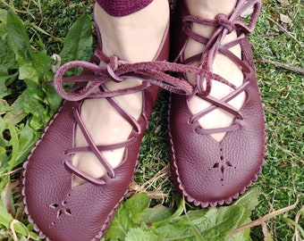 Handmade Buffalo Leather Moccasins for Women – Summer Barefoot Grounding Shoes