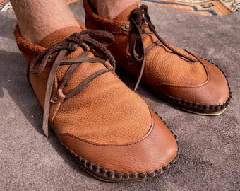 Handmade Moccasins: Grounding Barefoot Shoes, Laces Moccasins, Buffalo Leather