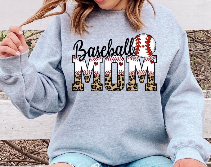 Baseball Mom Sweatshirt Baseball Mom Hoodie Half Leopard Etsy